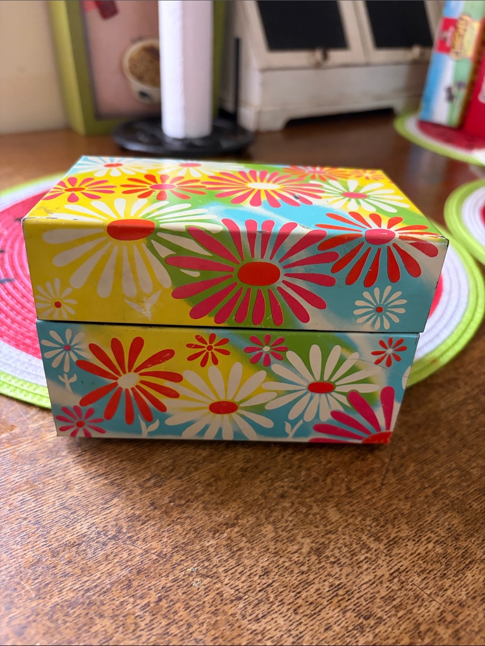 Vintage Multi-Color Floral Trinket Box - Vintage